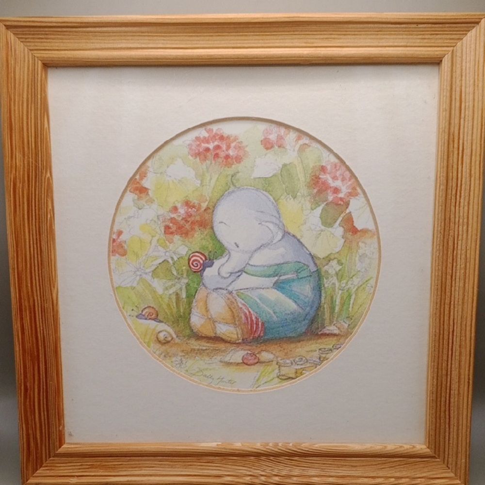 Charming Elephant Art  in Wooden Frame